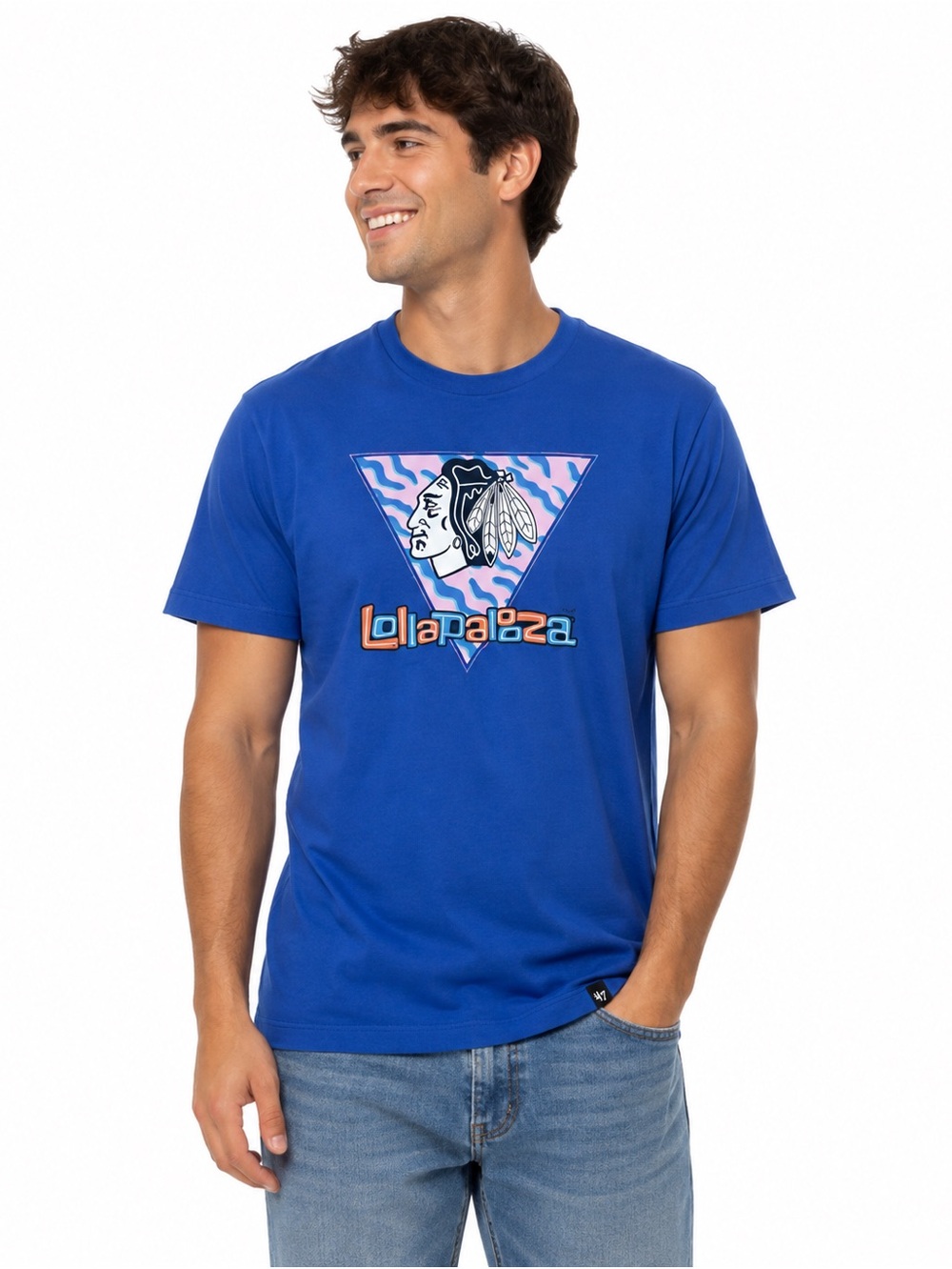 2018 Lollapalooza Chicago Indian Head Blue Concert T Shirt